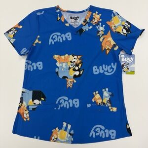 BLUEY & BINGO Women's Medical Scrub Top Sz Small With Pockets NEW